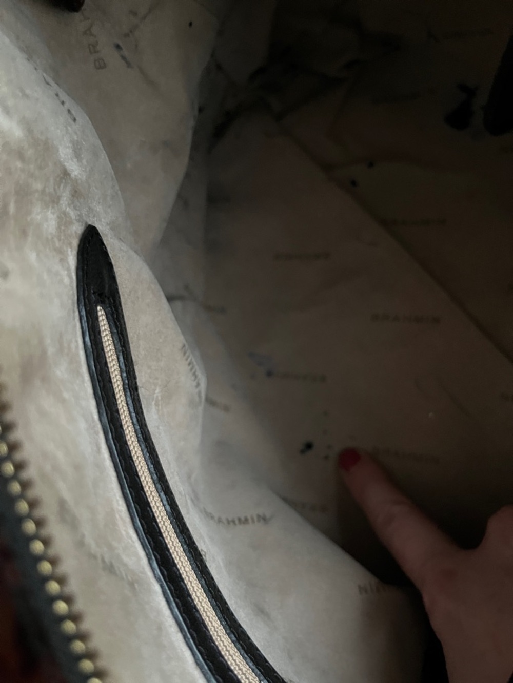 Brahmin Arno Tuscan Tote - Black Leather Tote w/ Brown Croc Trim - Picture 14 of 16